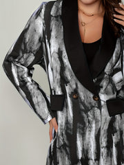 Stripe Print Button Up Long Sleeve Blazer