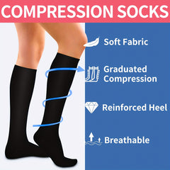 10 Pairs Knee High Copper Compression Socks for Men & Women