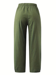 Minimalist Elastic Waist Wide Leg Pants Casual Solid Versatile Pants