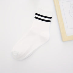 6-Pair Striped Crew Socks for Women Comfy & Breathable Sports Stockings