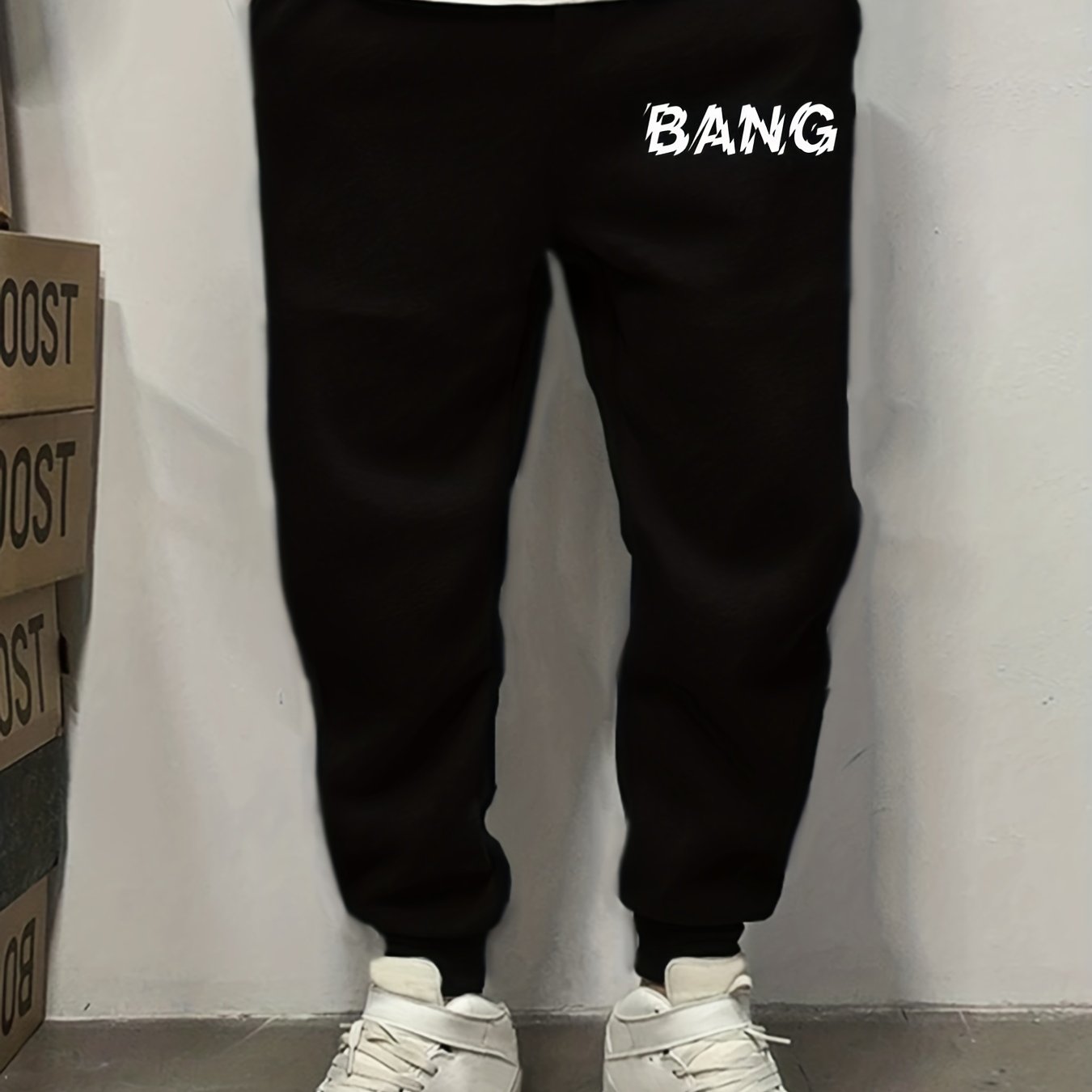 Bang Letter Print Casual Drawstring Joggers Men s Pants For Spring Summer