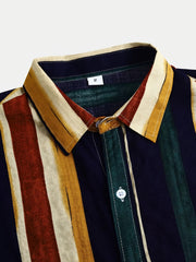 Men's Stripe Short Sleeve Hawaiian Shirt for Beach Vacation