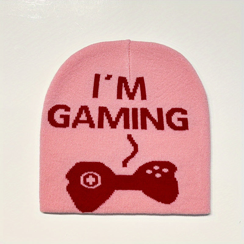 Knit Beanie Hat Gamepad Pattern Men Women
