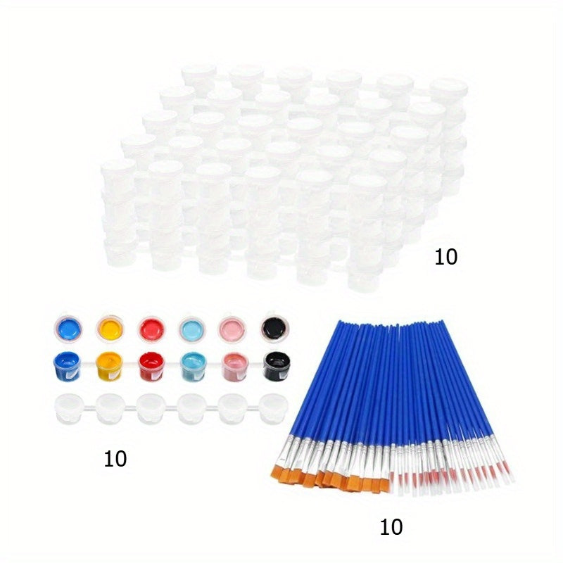 20pcs Nylon Artist Paintbrush Set with 60 Dye Boxes Wooden Handle Drawing Tools
