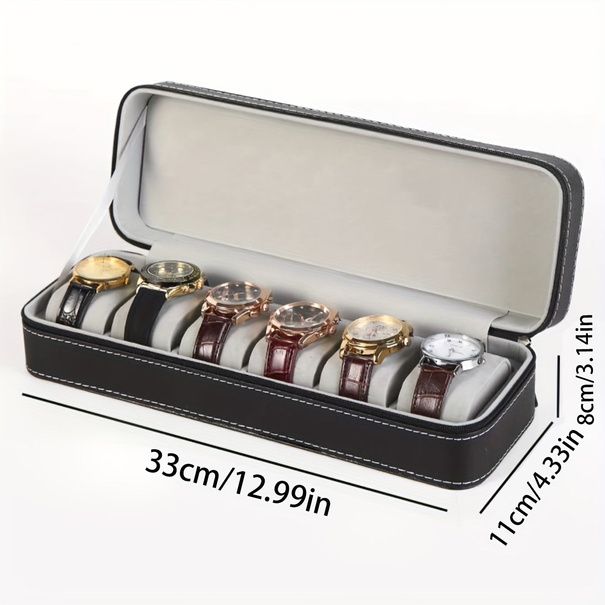 6-slot Zipper Watch Storage Box & Bag