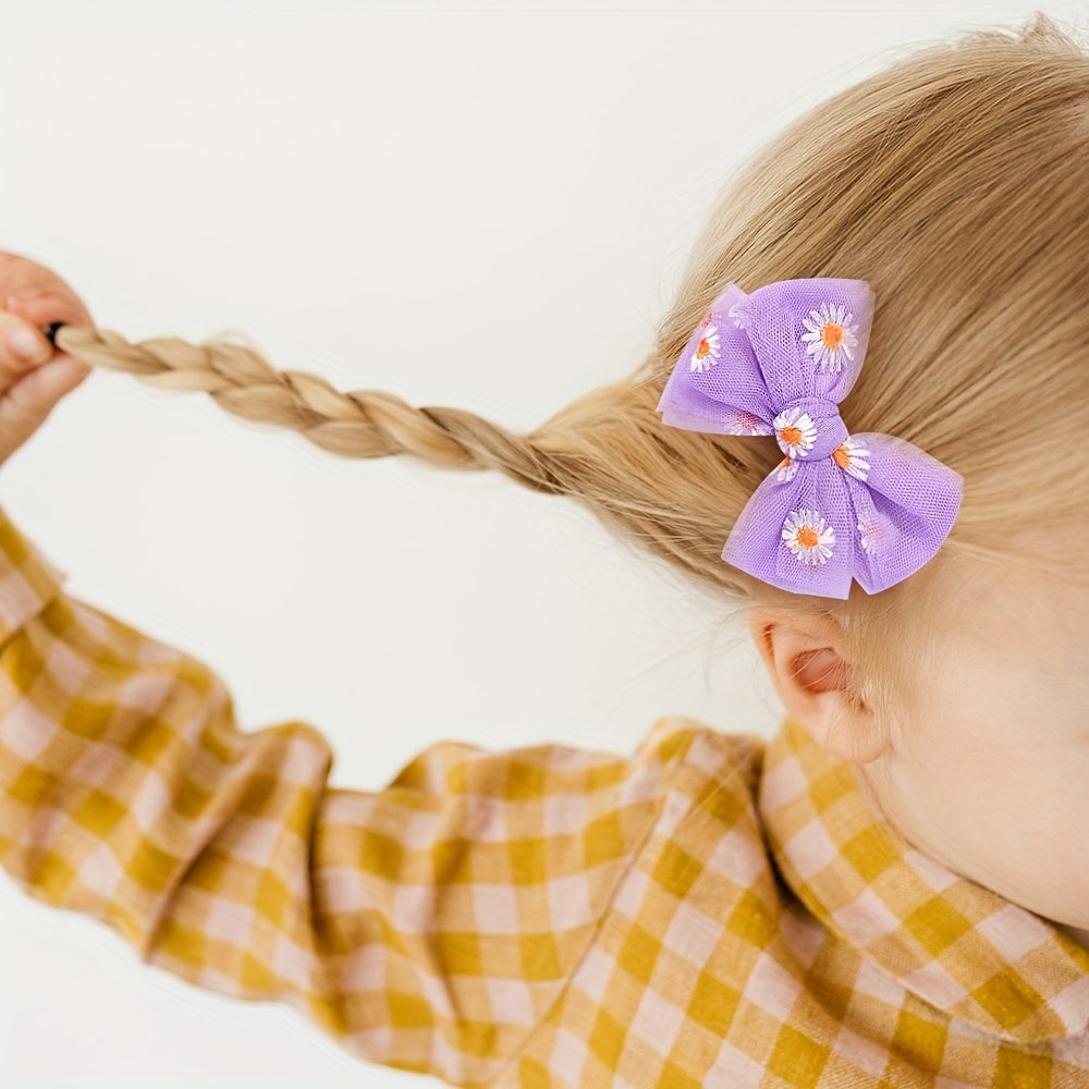 4pcs Daisy Bow Hairpins for Baby Girls