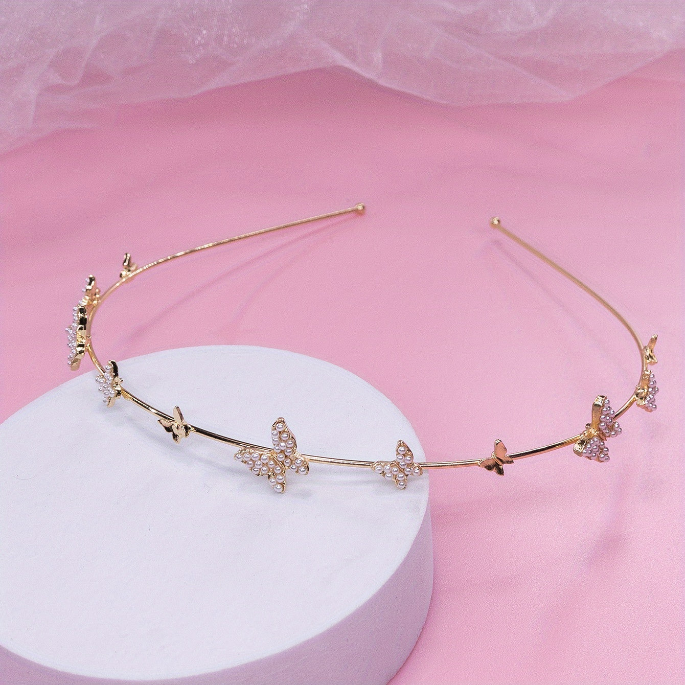 Faux Pearl Butterfly Head Hoop Bridal Hair Accessories