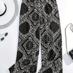 Paisley Scarf Print Wide Leg Pants