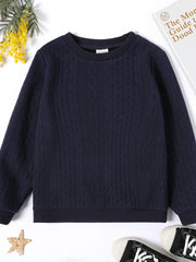 Kid Boy Casual Long Sleeve Cable Knit Sweatshirt