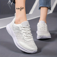 Mesh Running Shoes Lace Up Weaving Sneakers Women's Footwear