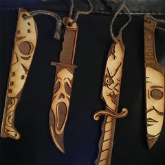 4pcs Wooden Halloween Decoration Props Pendant Horror Party Gift