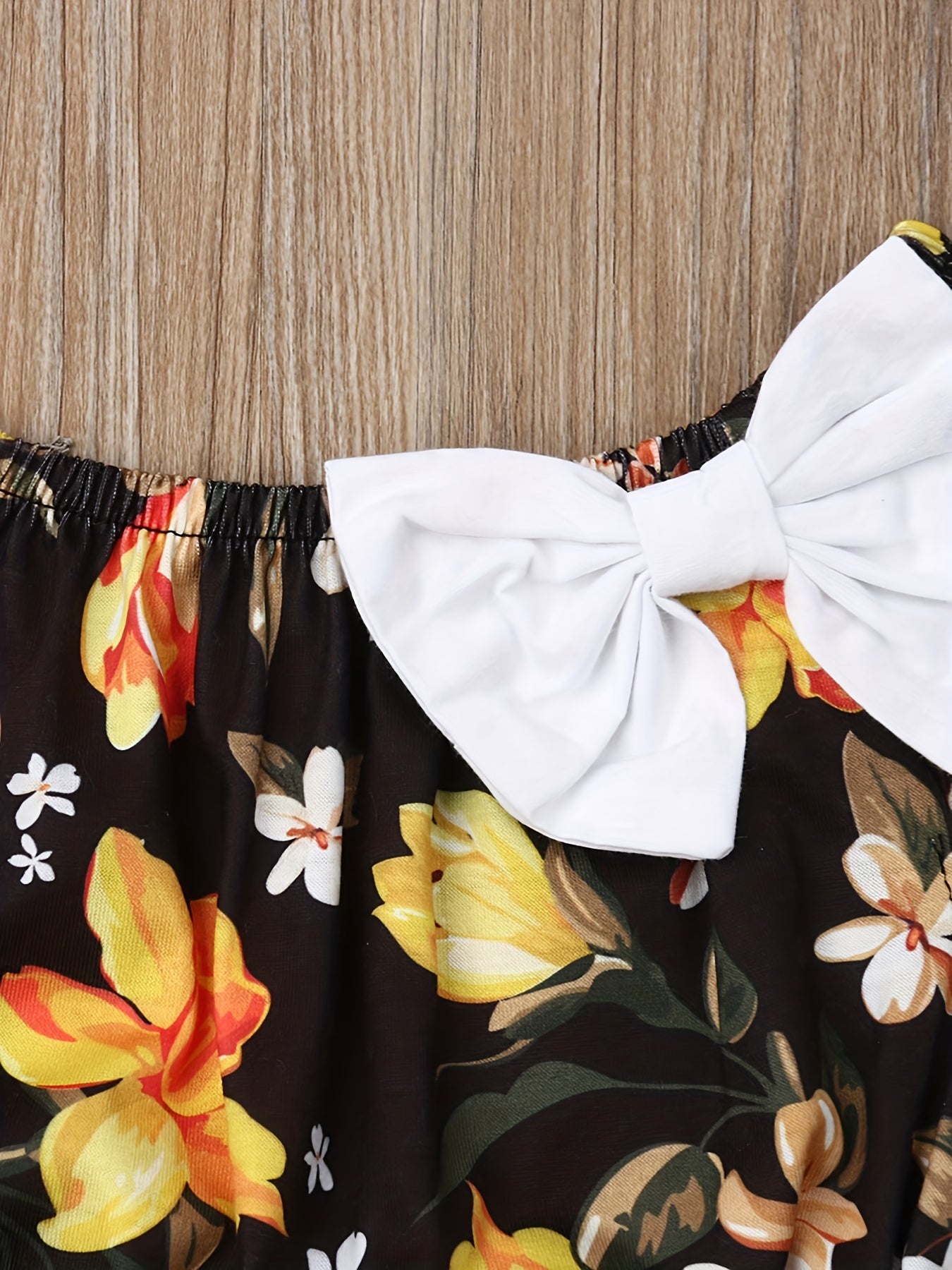Baby Girls Floral Print Off Shoulder Top & Shorts Set