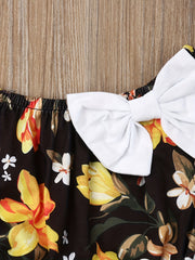 Baby Girls Floral Print Off Shoulder Top & Shorts Set