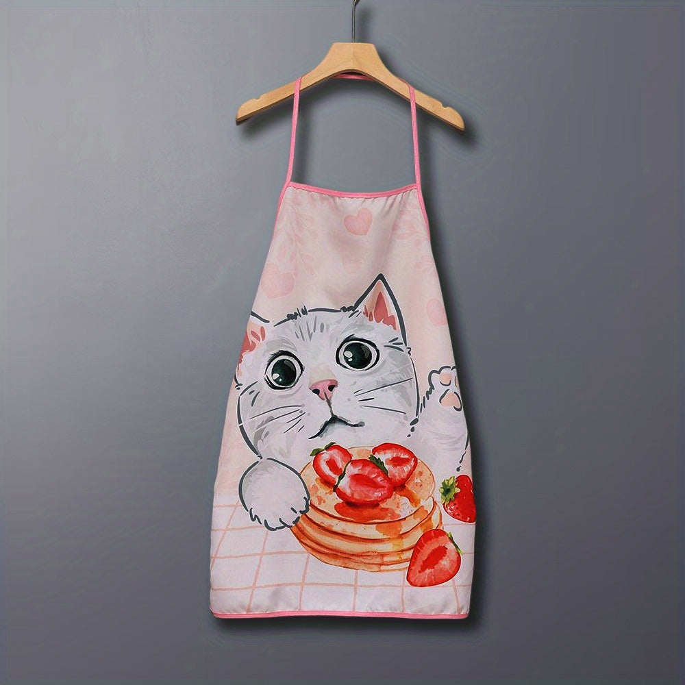 Cat Pattern Polyester Apron for Women Waterproof Thickened Hand Painted