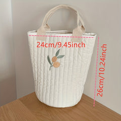 Embroidered Quilted Cotton Tote Bag for Moms On the Go