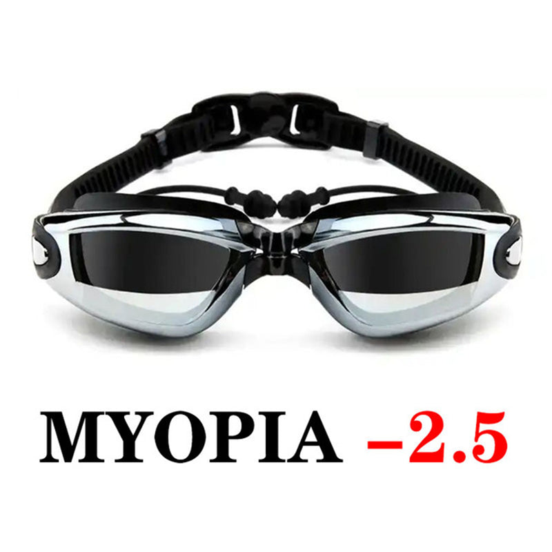 Waterproof Myopia Swimming Goggles Anti Fog Glasses Earplugs Diving Swim