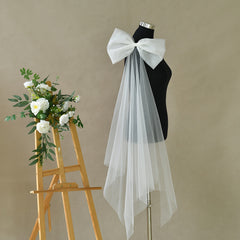 Large Bow Bride Veil Nylon Wedding Accessory Stylish Gowns Decor