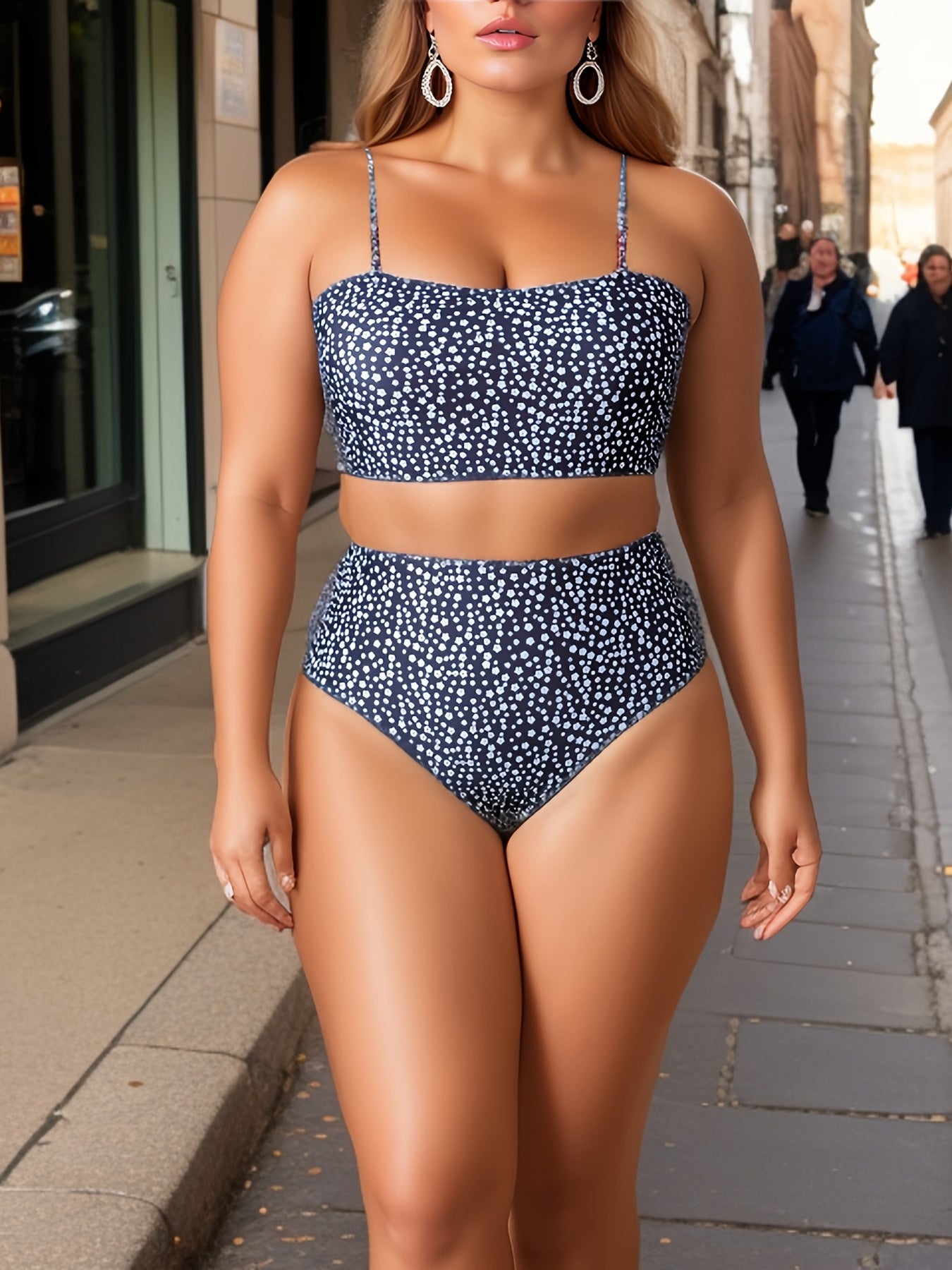 Colorful Stripe Print High Stretch Bikini Set