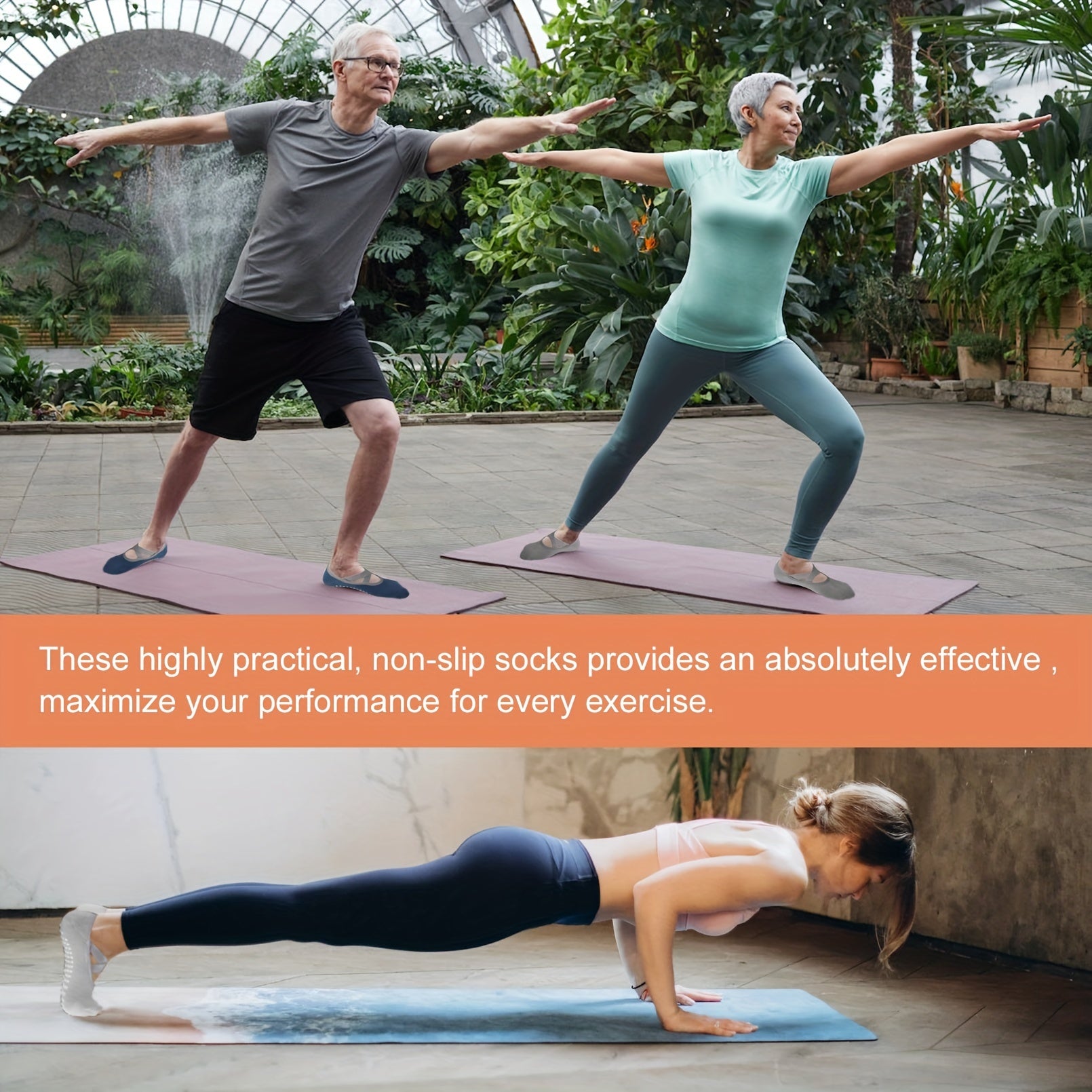 3 Pairs Non Slip Cross Strap Yoga Socks for Women