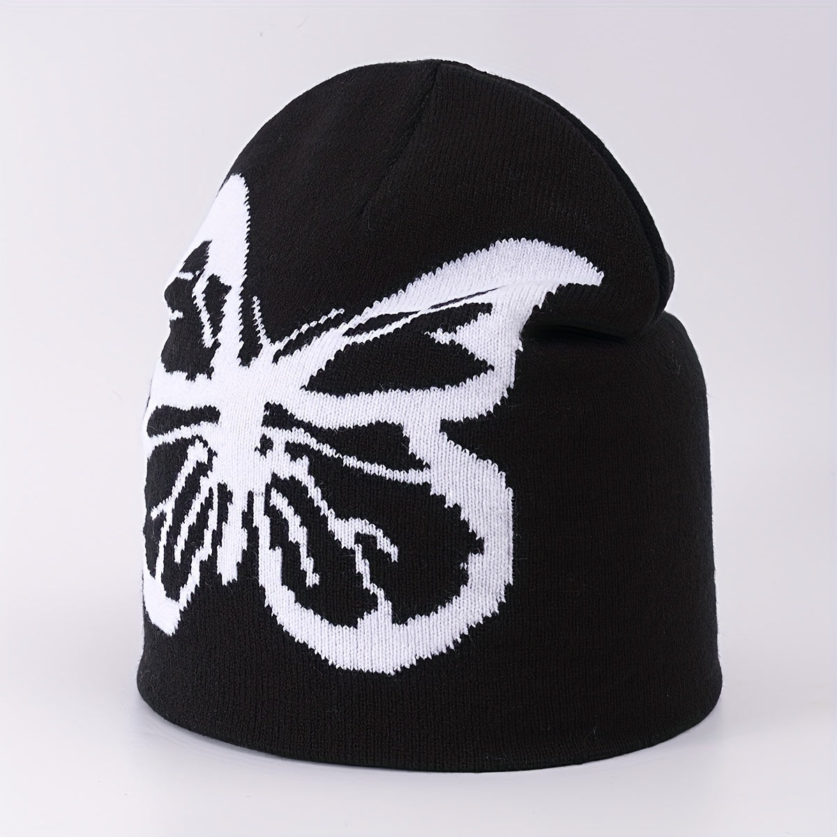 Butterfly Jacquard Gothic Beanie Hip Hop Elastic Skull Cap Soft Y2K Knit Hat