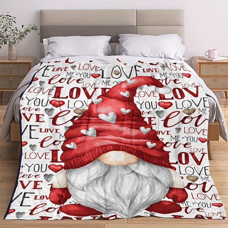 Red Love Gnome Warm Blanket Gift For Lover Family Birthday