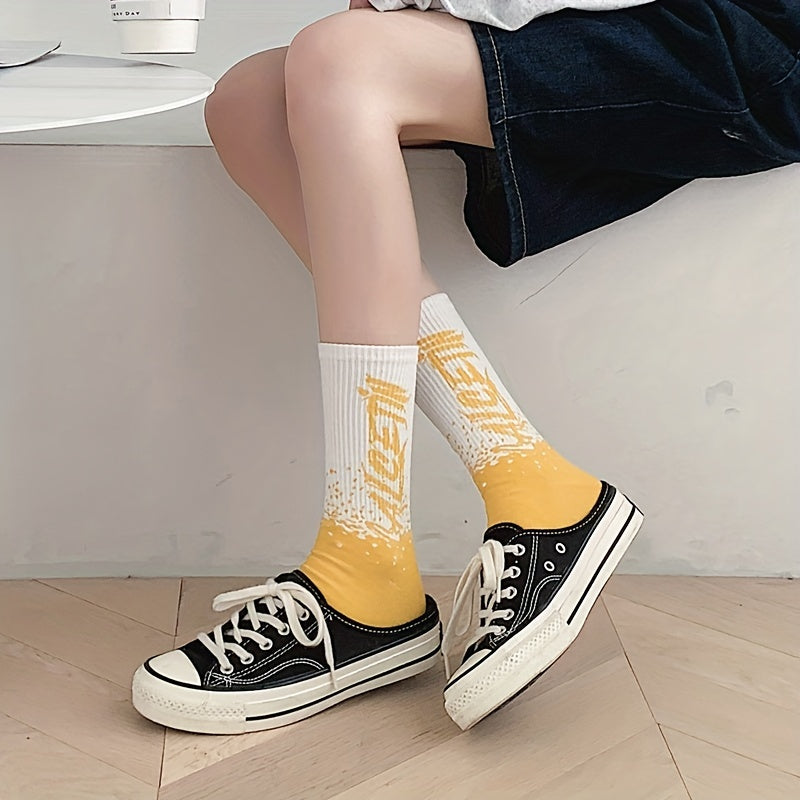 5 Pairs Letter Print Sports Socks for Women