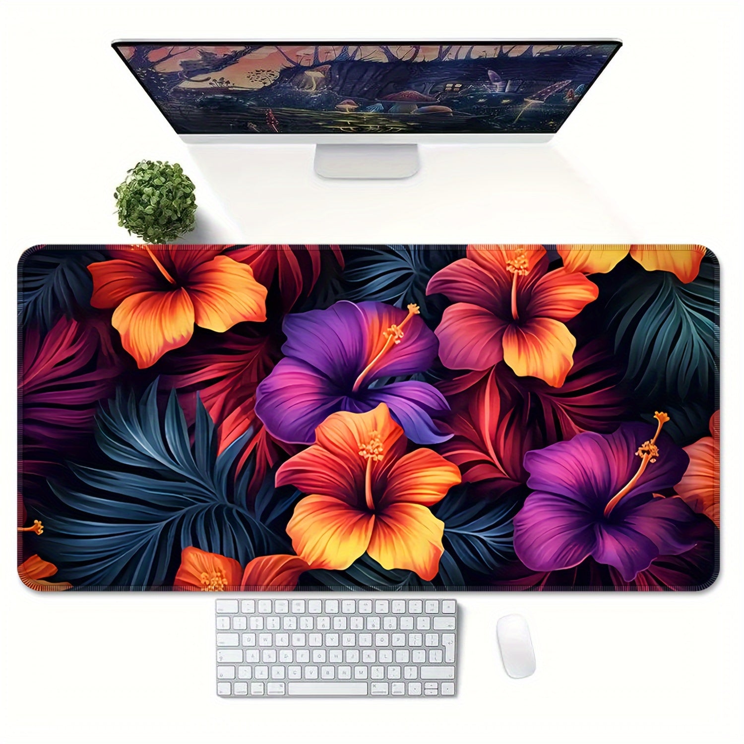 Multicolour Flowers Pattern Mousepad Desk Mat Anti Slip Office Mouse Pad