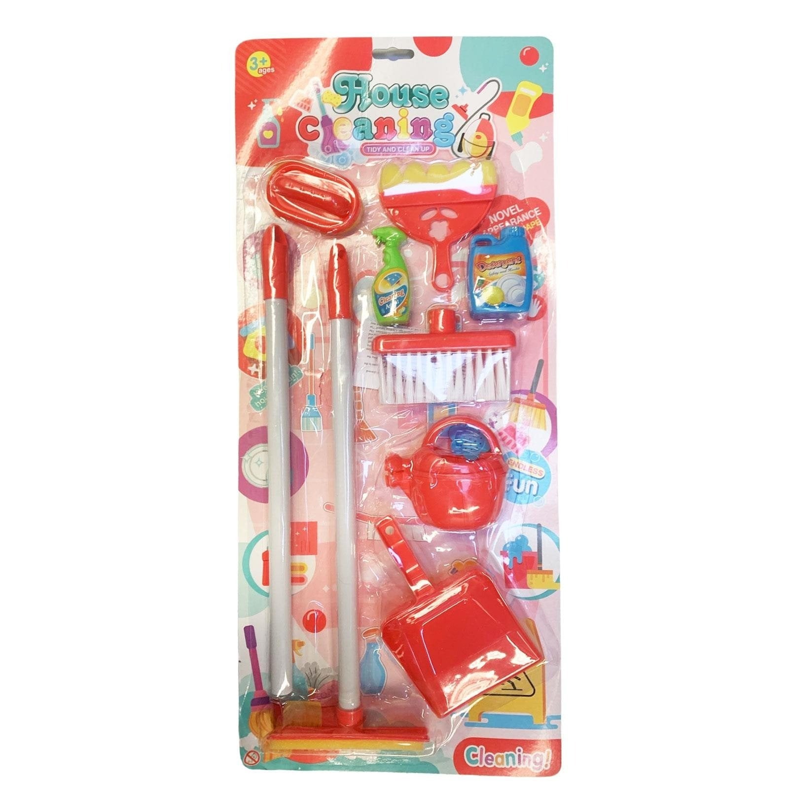 Kids House Cleaning Play Set with Mop Broom Brush Spray Bottle