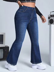 Button Fly High Rise Flared Leg Jeans