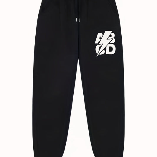 Men's Letter Print Joggers Casual Loose Fit Drawstring Pants