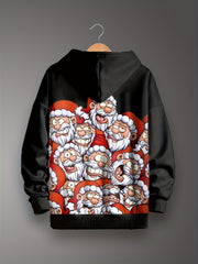 Kids Santa Graphic Hoodies Long Sleeve Pullover for Christmas