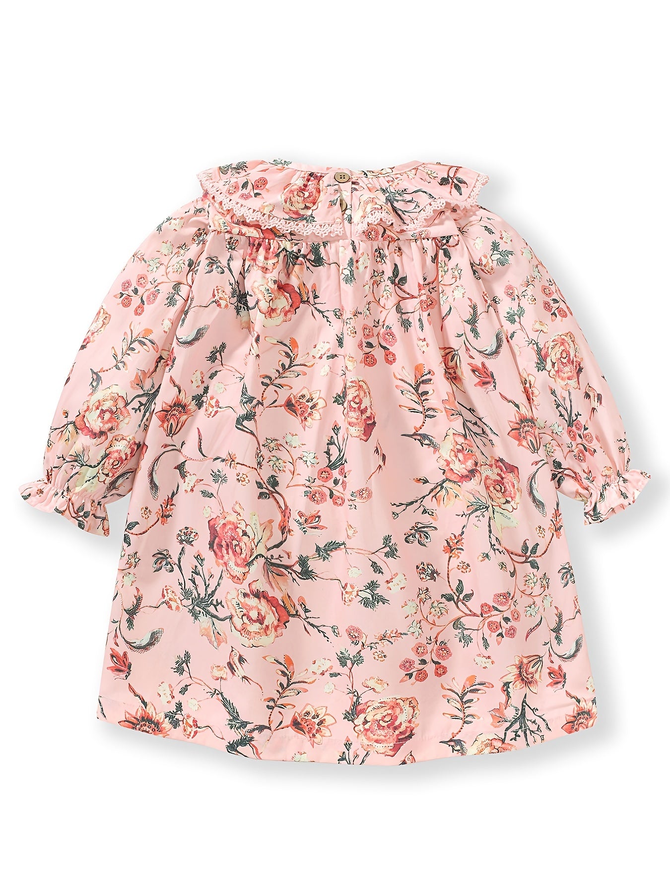 Girls' Ruffle Collar Floral Long Sleeve Casual Dress