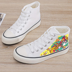 Girl's High Top Cartoon Skate Shoes with Plush Lining