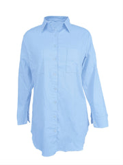 Denim Shirt with Pockets Loose Fit Button Lapel Women's Denim