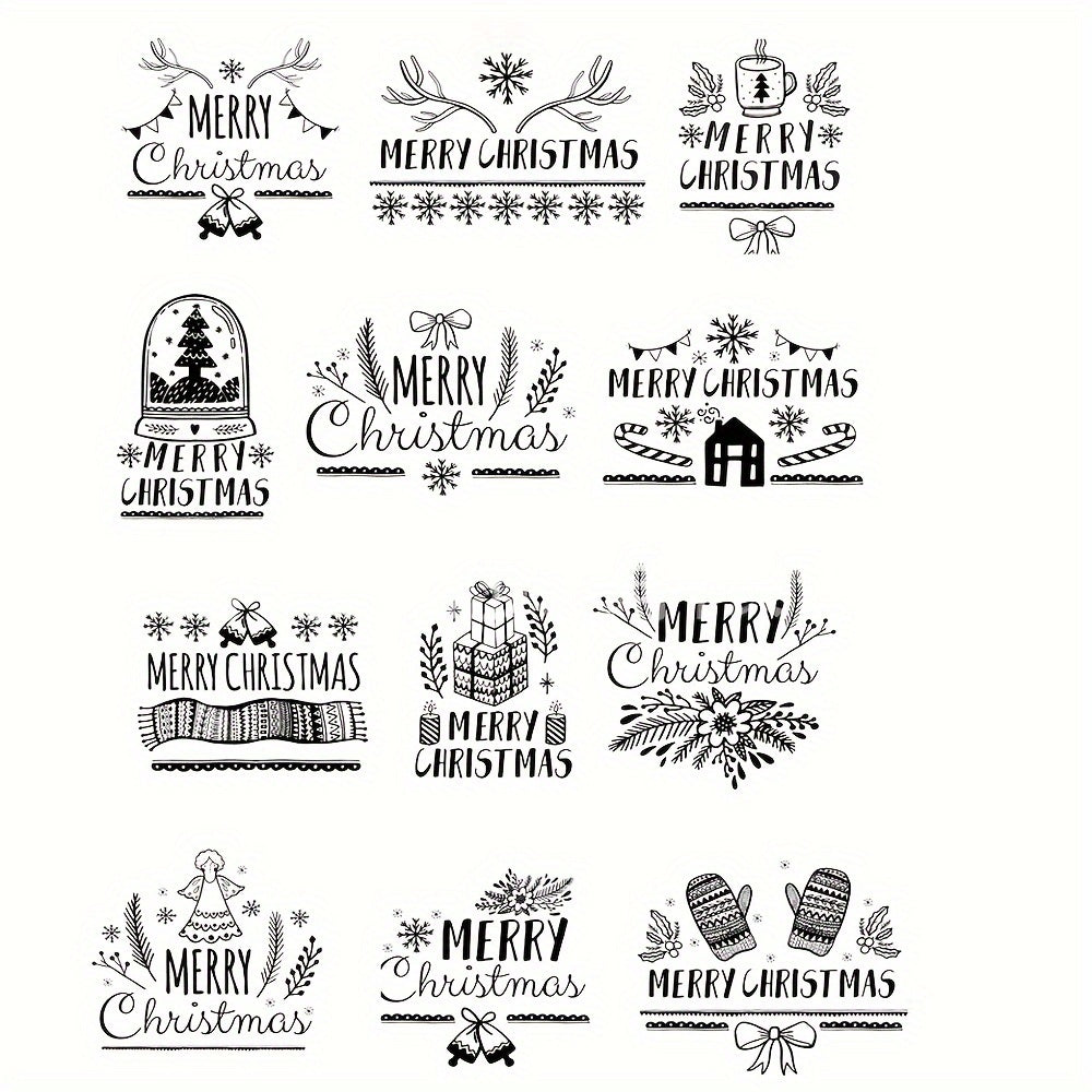 Christmas Clear Stamps For Card Making Santa Snowman Snowflake Blessing Words