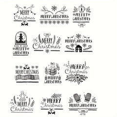 Christmas Clear Stamps For Card Making Santa Snowman Snowflake Blessing Words