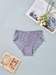 5 Pack Plus Size Panties Set Women's Plus Soft Contrast Lace Briefs