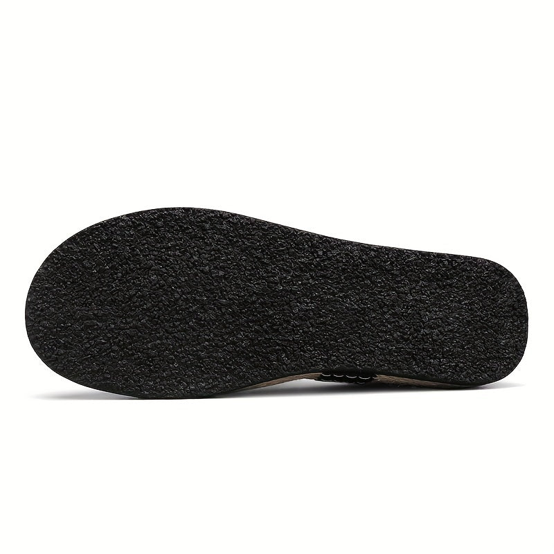 Men's Casual Slip On Canvas Loafer with Espadrille Decor