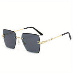Rimless Square Sunglasses UV400 Sun Shades for Women Men