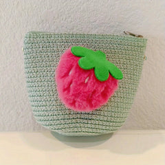 Straw Crossbody Bag Casual Strawberry Woven Shoulder Bag