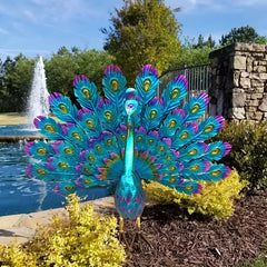 Realistic Metal Peacock Outdoor Statue Garden Decor