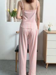 Striped Pajama Set V Neck Cami Top & Pants Women's Sleepwear
