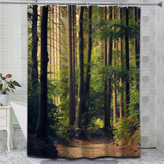 Forest Pattern Shower Curtain Waterproof Bathroom Decor
