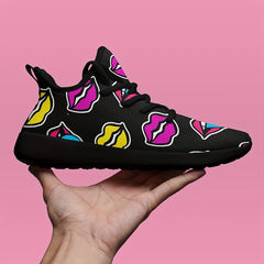Women's Lip Graphic Lace-up Athletic Running Shoes