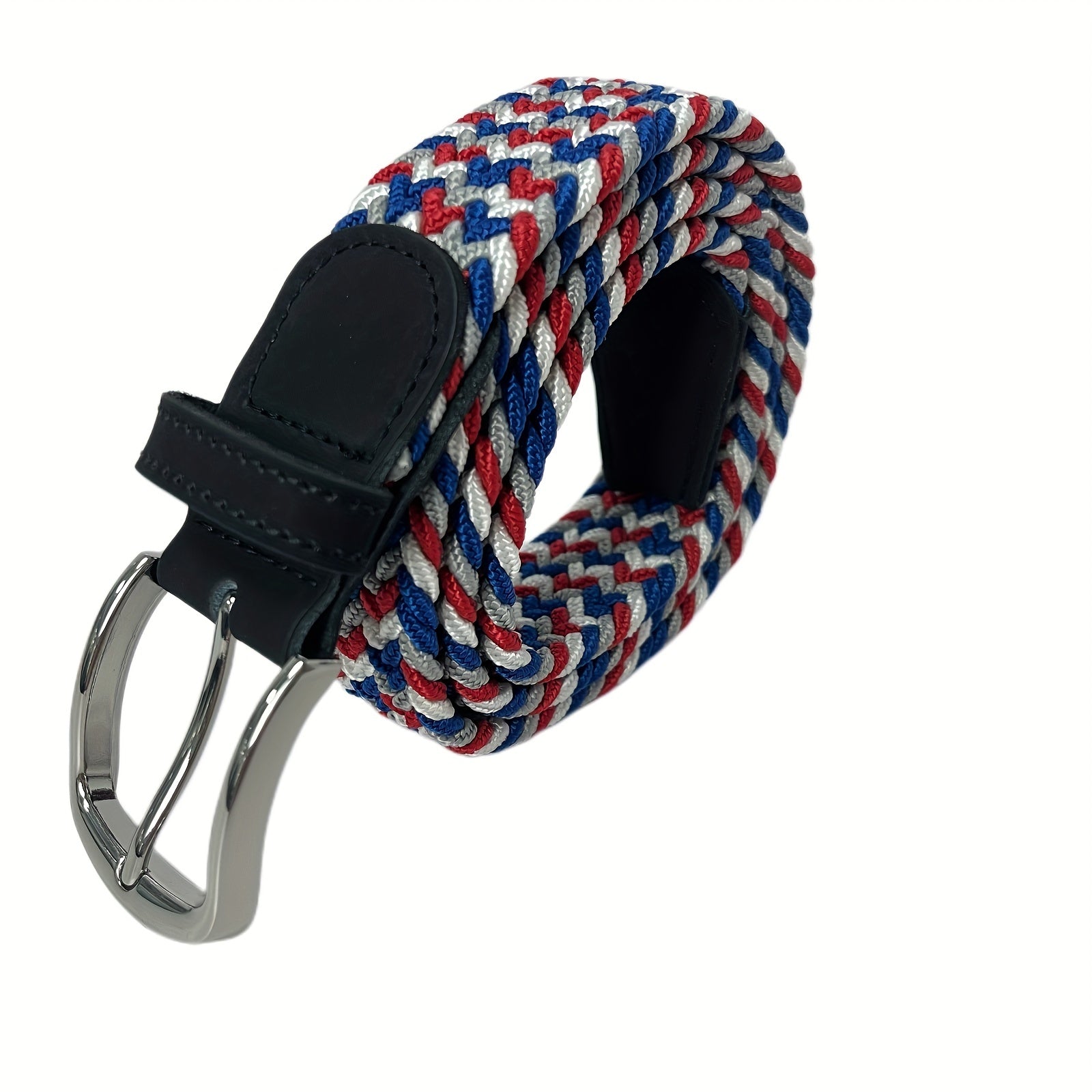 Elastic Sky Square Plaited Belt Men's Canvas Woven Belt