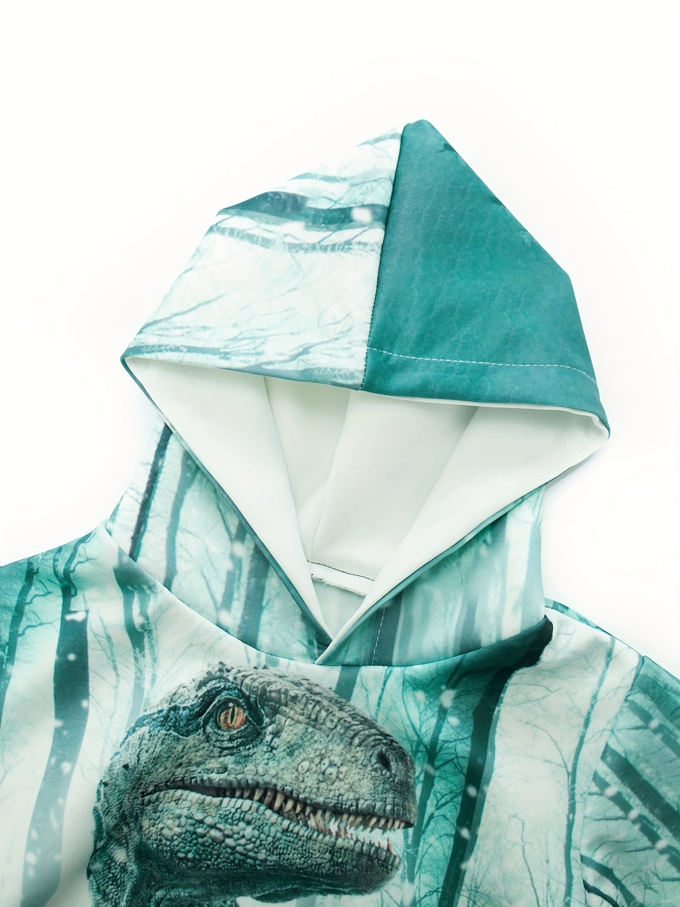 3D Dinosaur Print Unisex Hoodie, Double Layered Warm Coat with Pocket