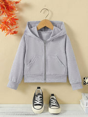 Casual Hoodie Boys Girls Sweatshirt Top Zipper Up Pockets Gift