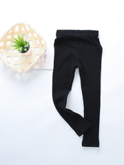 Girls Ribbed Leggings with Cartoon Decoration for Autumn/Spring