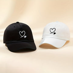 Couple Baseball Cap Heart Embroidery Sun Hat Adjustable Dad Hats