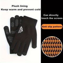 Thickened Knitted Touch Screen Gloves, Outdoor Non-slip Cycling Gloves
